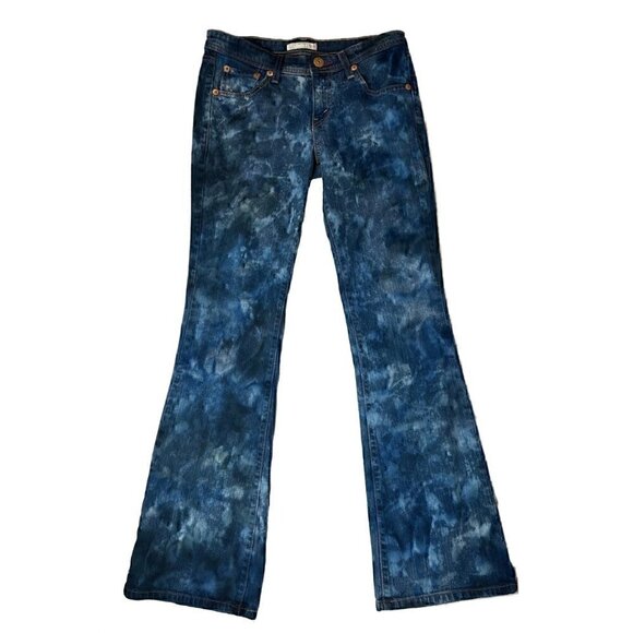 Levi's 518 Super Low Boot Cut Hand Dyed Blue Denim Jeans Size 7L - Picture 1 of 5